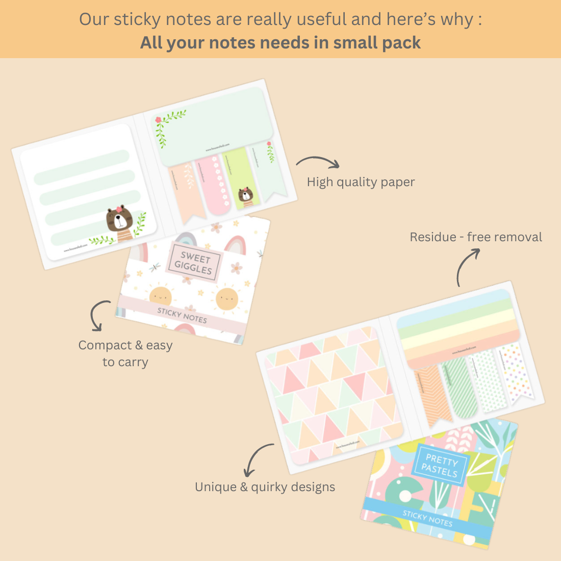 COMBO 2: Pretty Pastels + Sweet Giggles Sticky Notes Combo
